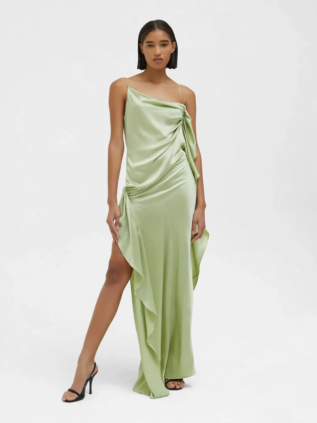 Christopher Esber Cusco Silk Drape Cami Dress in Pistachio Size 10 for rent on The Volte - main image