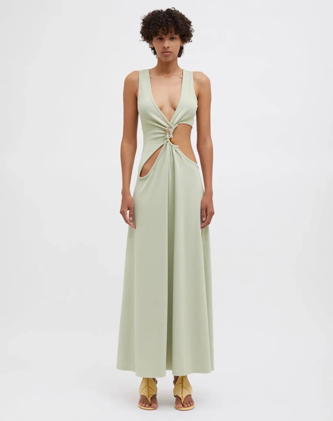 Christopher Esber Stone Cavern Tank Dress in Pistachio Size 10 for rent on The Volte - main image