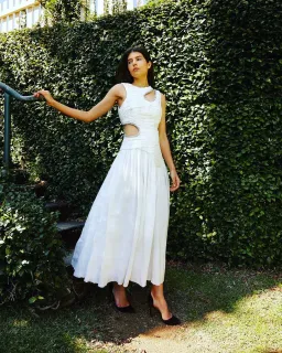 Aje Jolie Abstract Cut Out Midi Dress Ivory Size AU 10 for rent on The Volte - image 4