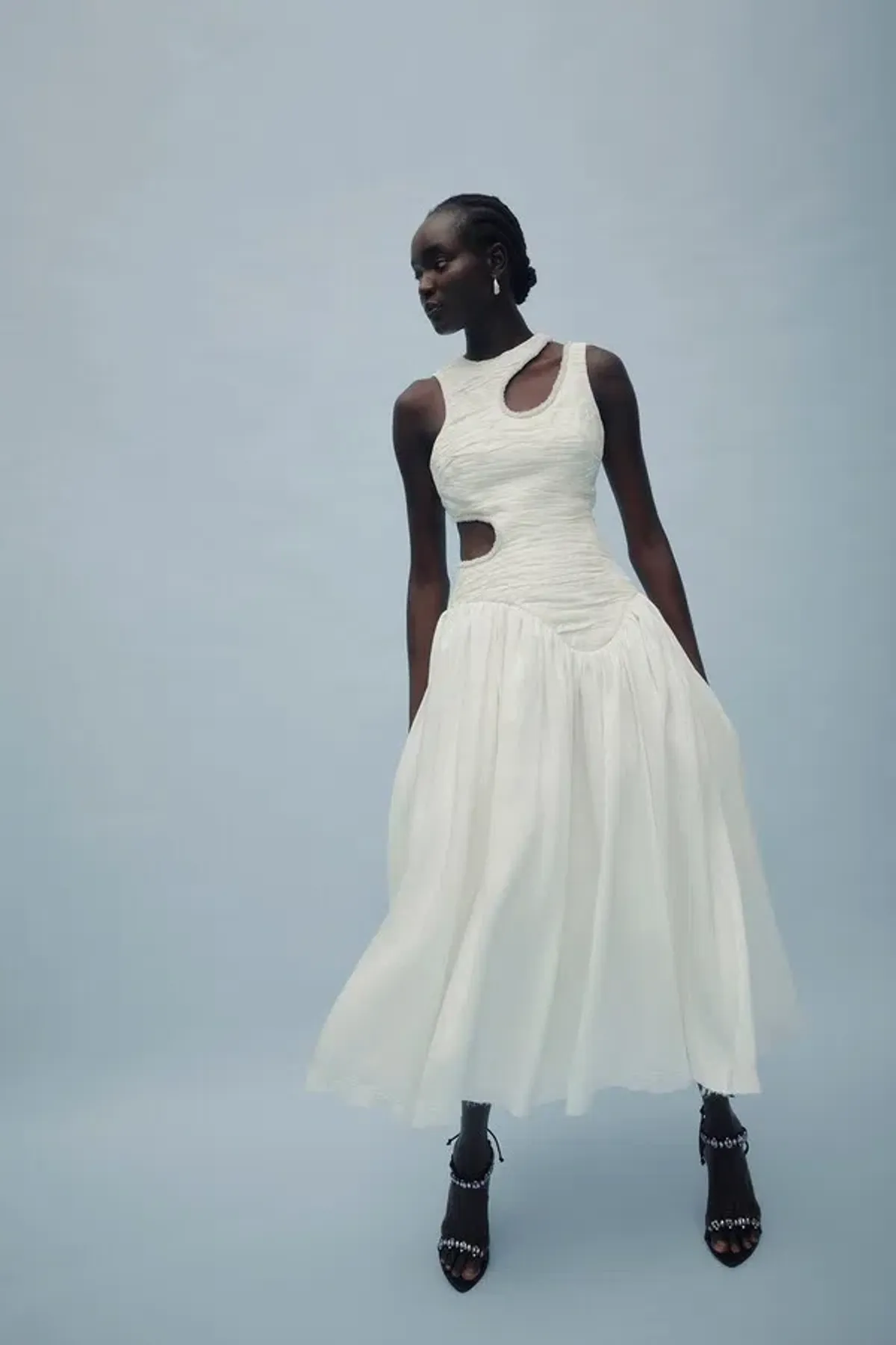 Aje Jolie Abstract Cut Out Midi Dress Ivory Size AU 10 - Image 3