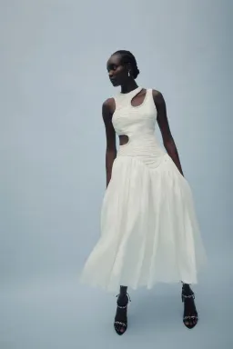 Aje Jolie Abstract Cut Out Midi Dress Ivory Size AU 10 for rent on The Volte - image 3