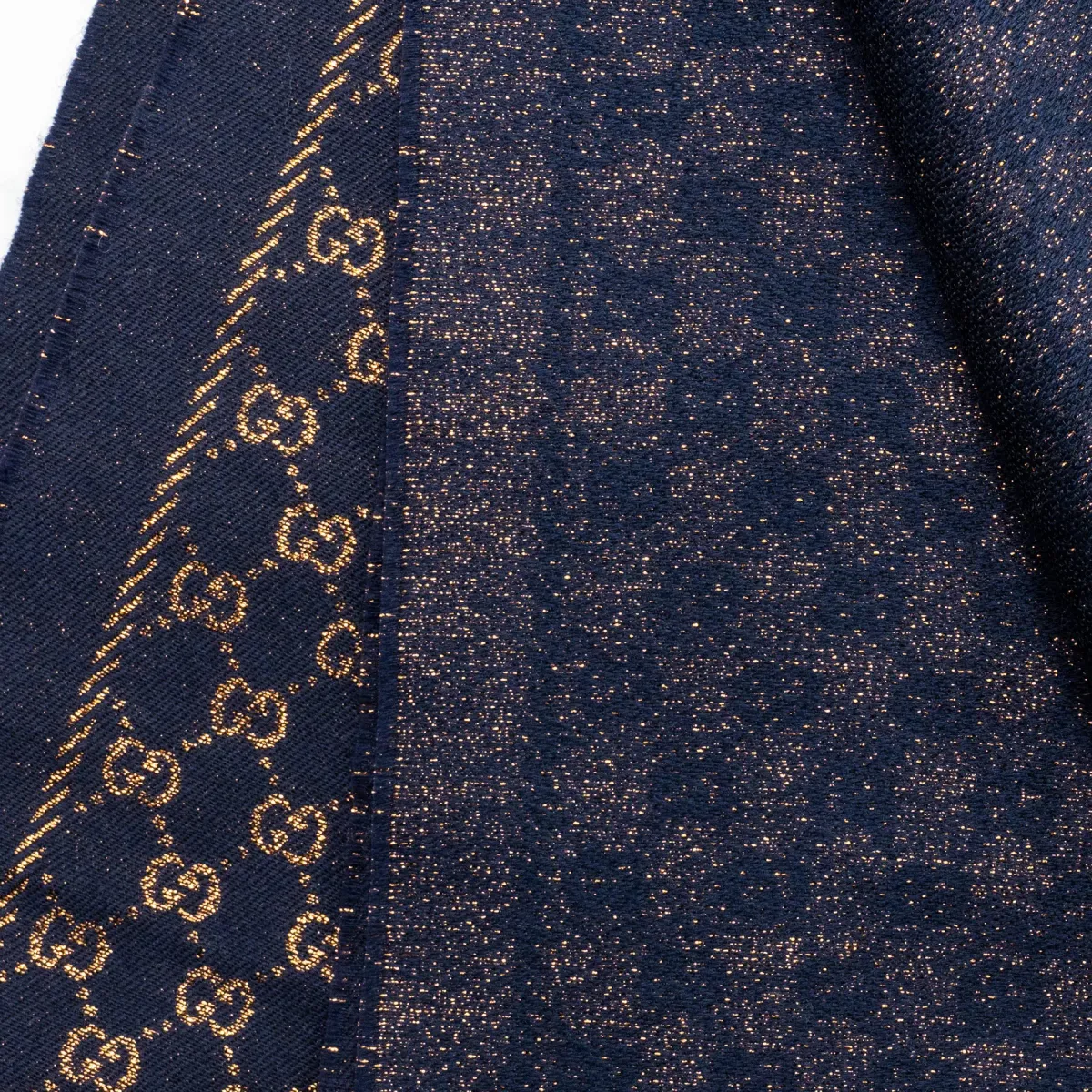 Gucci Metallic GG Wool Scarf Navy Bronze - Image 4