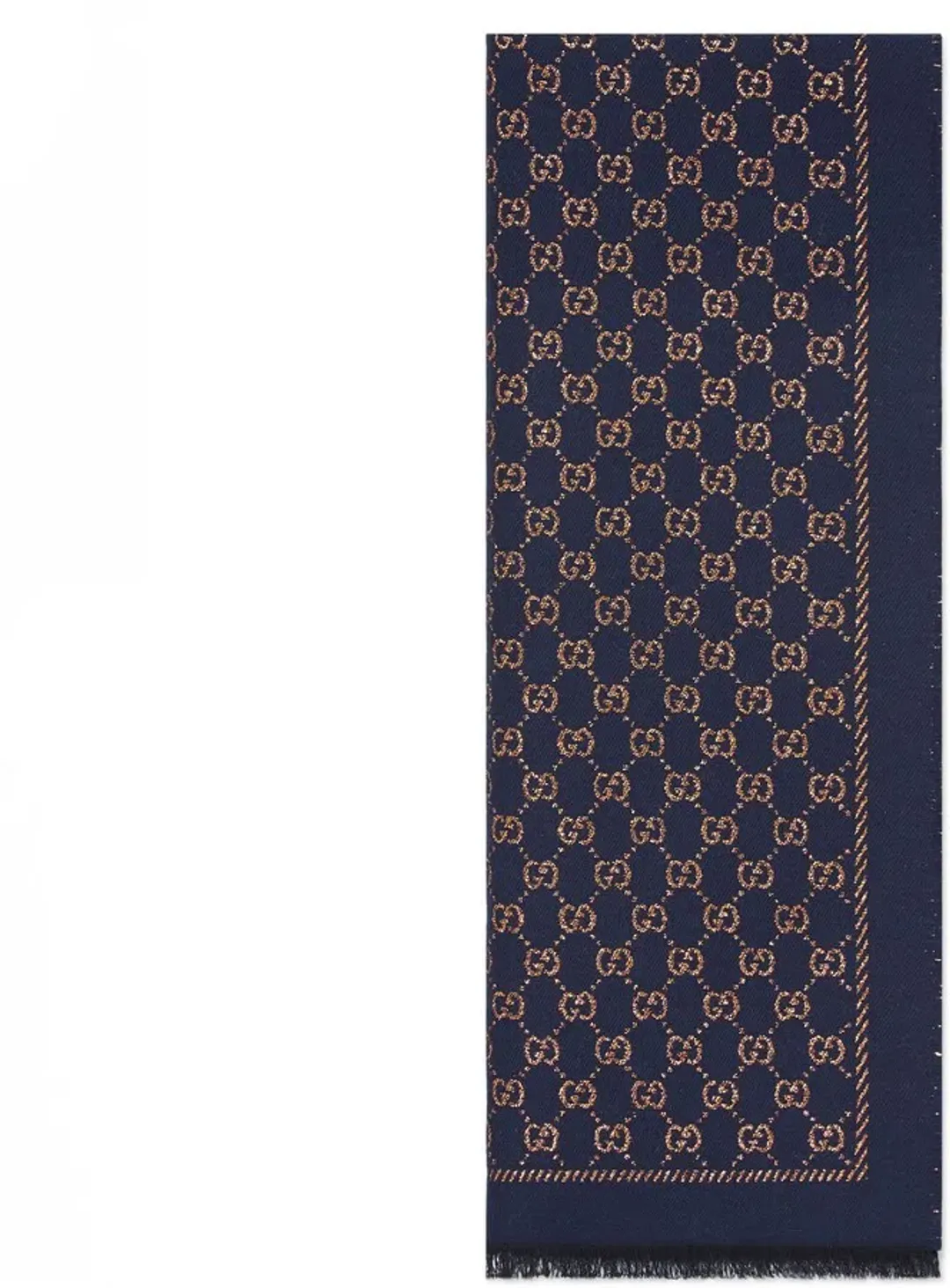 Gucci Metallic GG Wool Scarf Navy Bronze for rent on The Volte - main image
