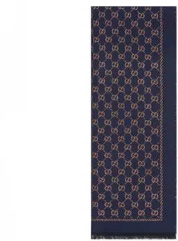 Gucci Metallic GG Wool Scarf Navy Bronze for rent on The Volte - image 1