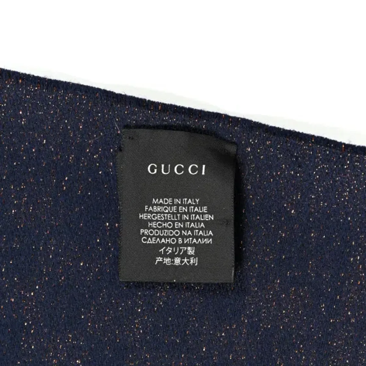 Gucci Metallic GG Wool Scarf Navy Bronze - Image 5