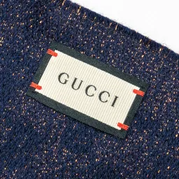 Gucci Metallic GG Wool Scarf Navy Bronze for rent on The Volte - image 3