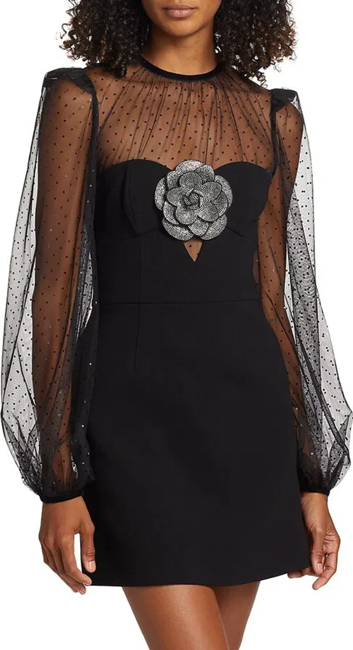 Rebecca Vallance Yvonne Flower Mini Dress Black Size 6 - Image 2