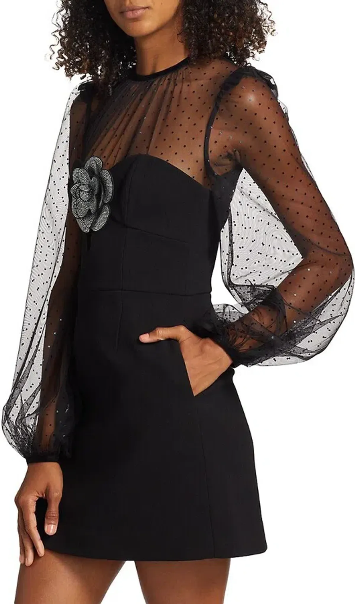 Rebecca Vallance Yvonne Flower Mini Dress Black Size 6 - Image 5