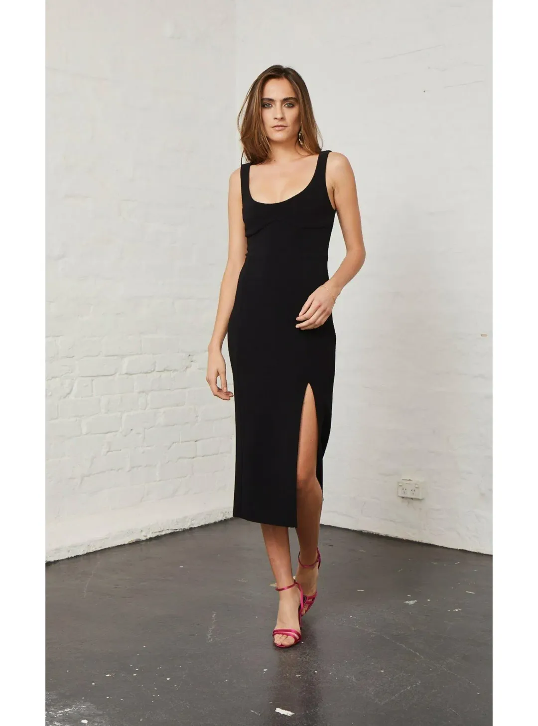Bec & Bridge Elle Midi Dress Black Size AU 6 for rent on The Volte - main image
