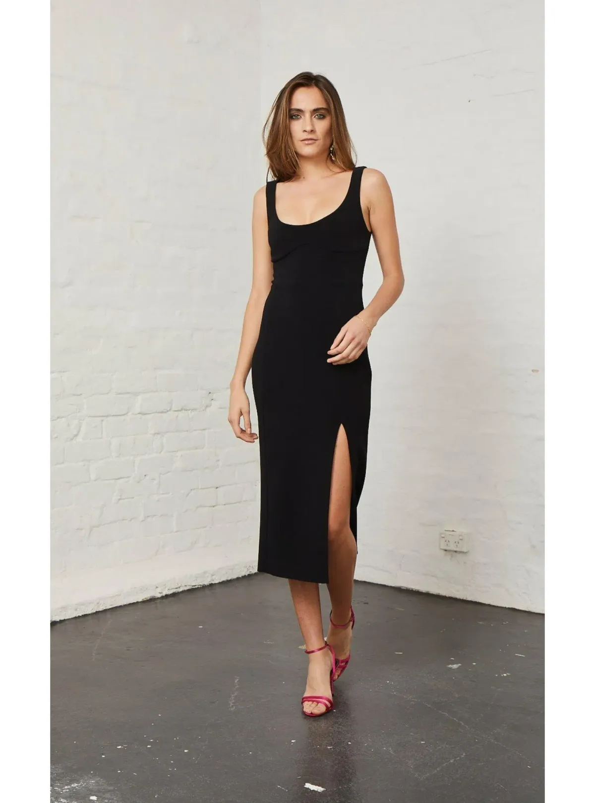 Bec & Bridge Elle Midi Dress Black Size AU 6 for rent on The Volte - main image