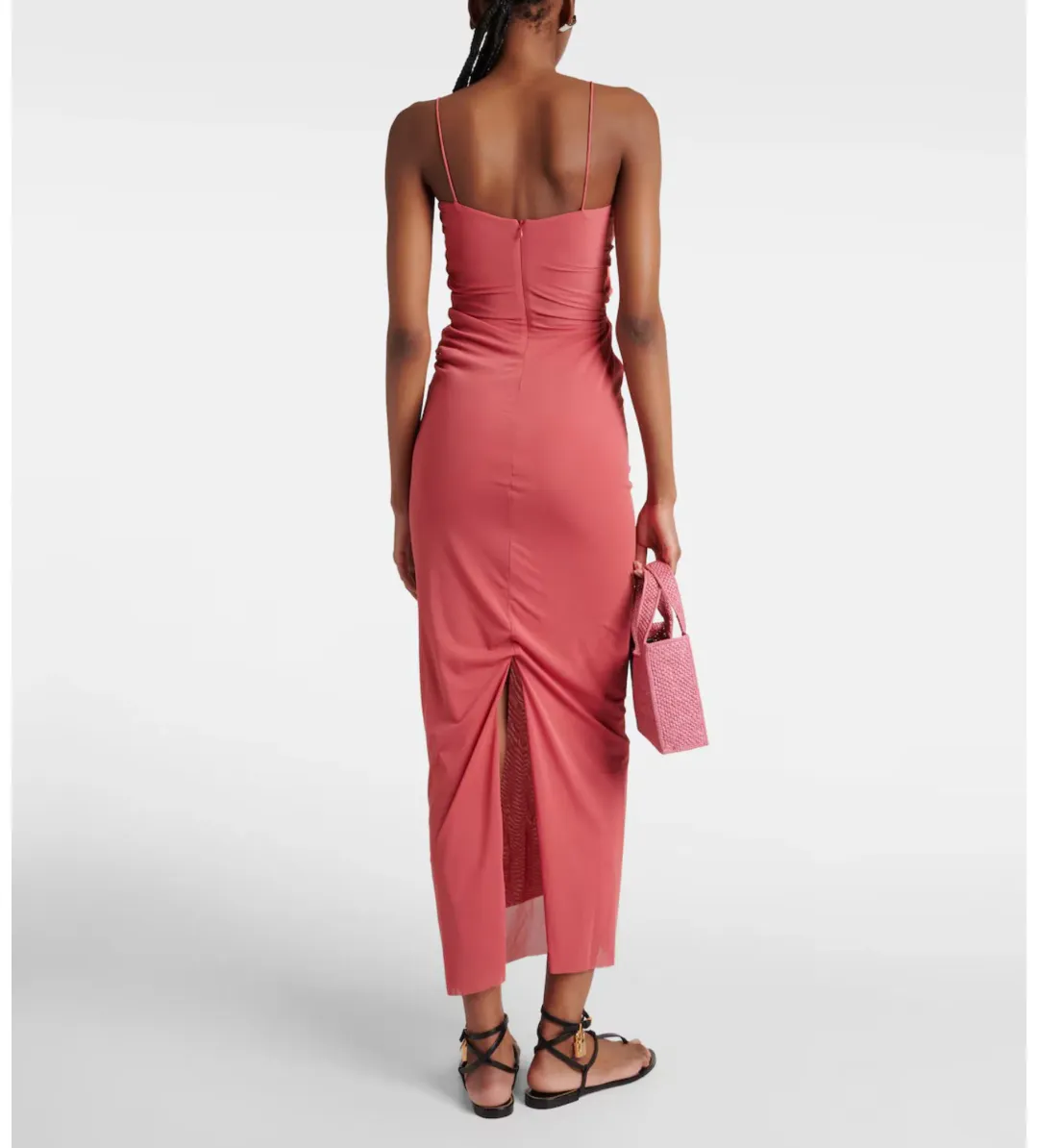 Christopher Esber Molded Venus Cutout Mesh Maxi Dress in Cayenne/Rose Size AU 6 for rent on The Volte - main image