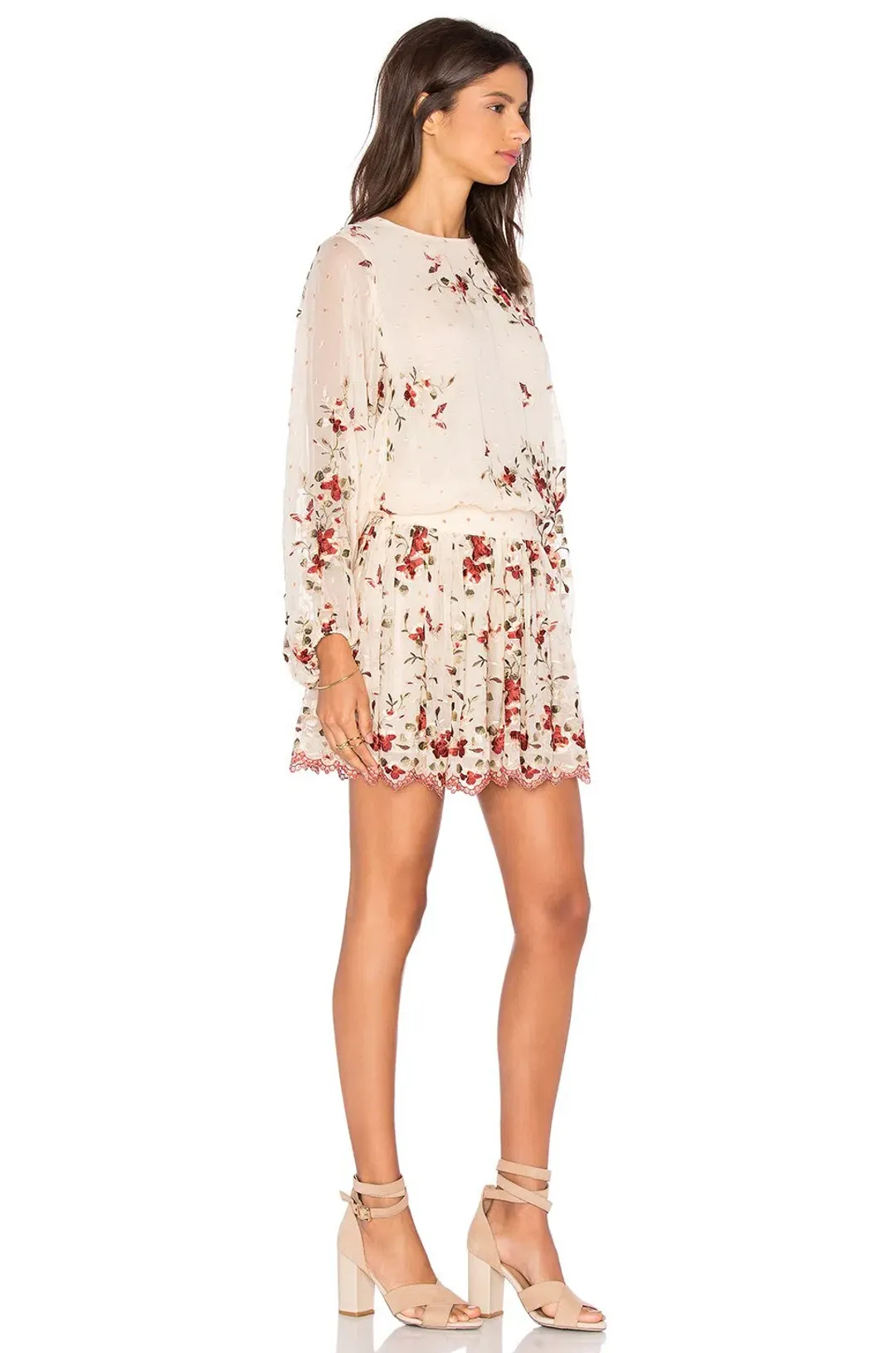 Zimmermann Sakura Embroidered Mini Dress Nude Floral Size 1 / AU 10 for rent on The Volte - main image