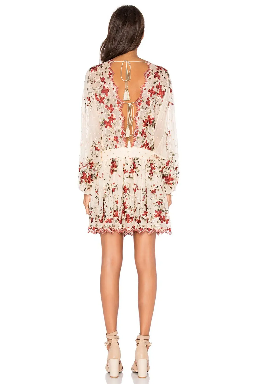 Zimmermann Sakura Embroidered Mini Dress Nude Floral Size 1 / AU 10 for rent on The Volte - main image