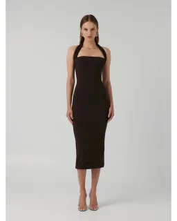 Effie Kats Meline Midi Dress in Coffee Size L / AU 12 for rent on The Volte - image 1