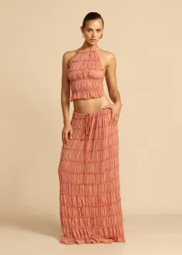 Arcina Ori Juliette Halter and Skirt Set in Peach Size M / AU 10 for rent on The Volte - image 2