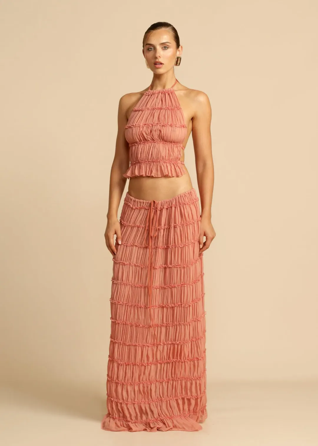 Arcina Ori Juliette Halter and Skirt Set in Peach Size M / AU 10 for rent on The Volte - main image