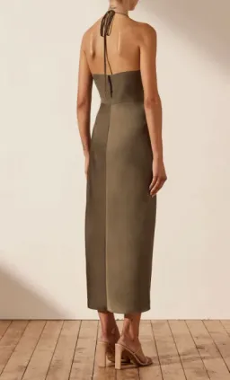 Shona Joy Luxe Twist Front Halter Midi Dress Green Size 8 for rent on The Volte - image 3