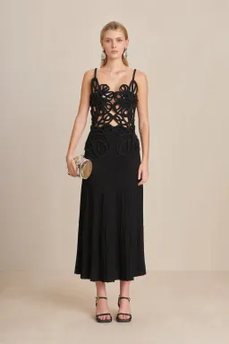 Cult Gaia Nalda Knit Midi Dress in Black Size XS / AU 6 for rent on The Volte - image 2