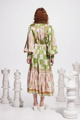 Alemais Checkmate Silk Midi Shirtdress Multi Size 12 for rent on The Volte - image 4