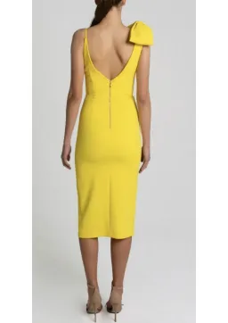 Rebecca Vallance Love Bow Midi Dress Yellow Size 8 for rent on The Volte - image 3