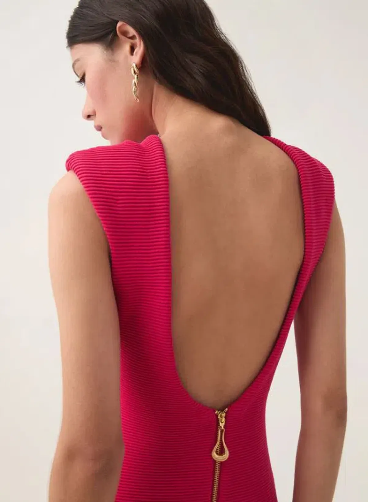 Aje Rushes Raffia Knit Midi Dress in Deep Fuschia Size M (AU 10) - Image 4