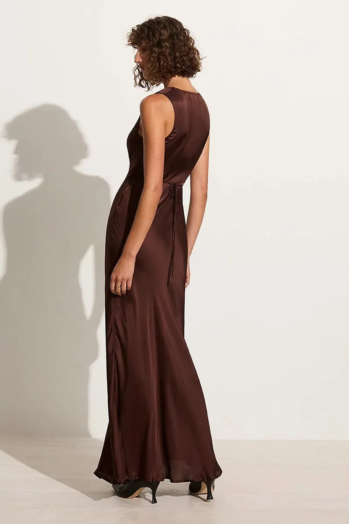 Faithfull the Brand Barossa Maxi Dress Dark Truffle Size 8 - Image 3
