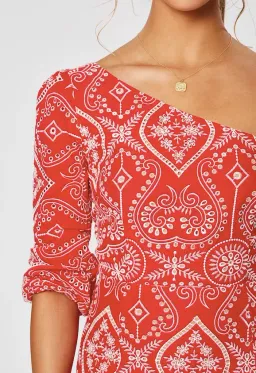 Winona Leila One Shoulder Midi Dress Red Size 10 for rent on The Volte - image 4