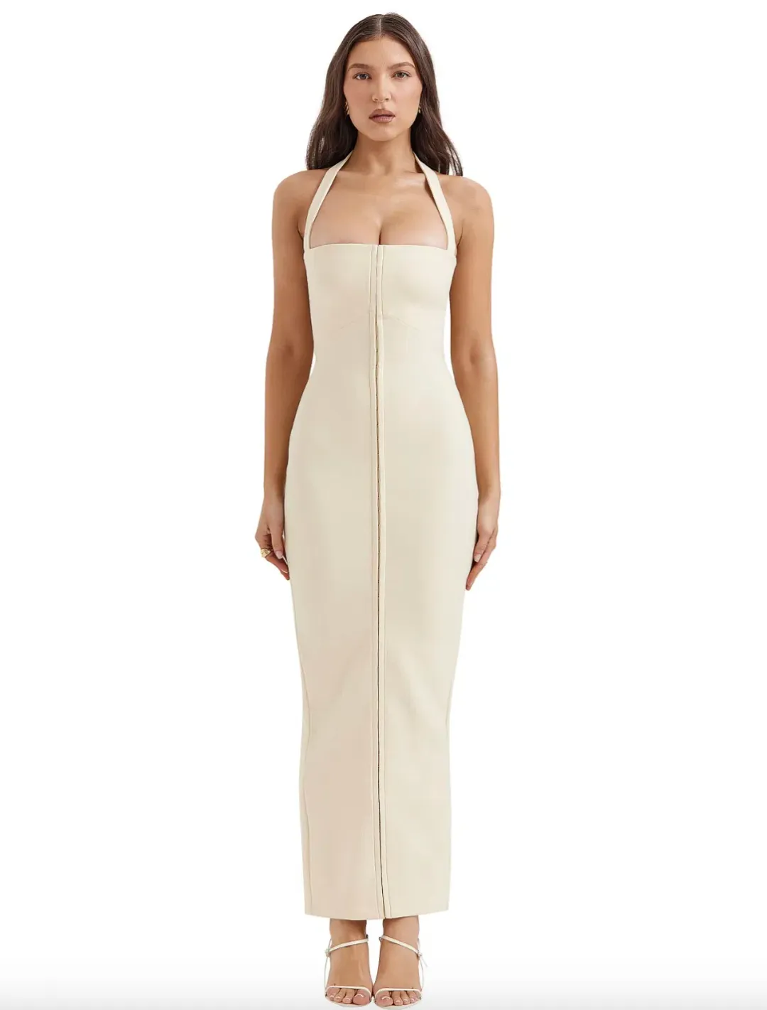 House of CB Mia Halter Maxi Dress Ecru Size S / AU 8 for rent on The Volte - main image