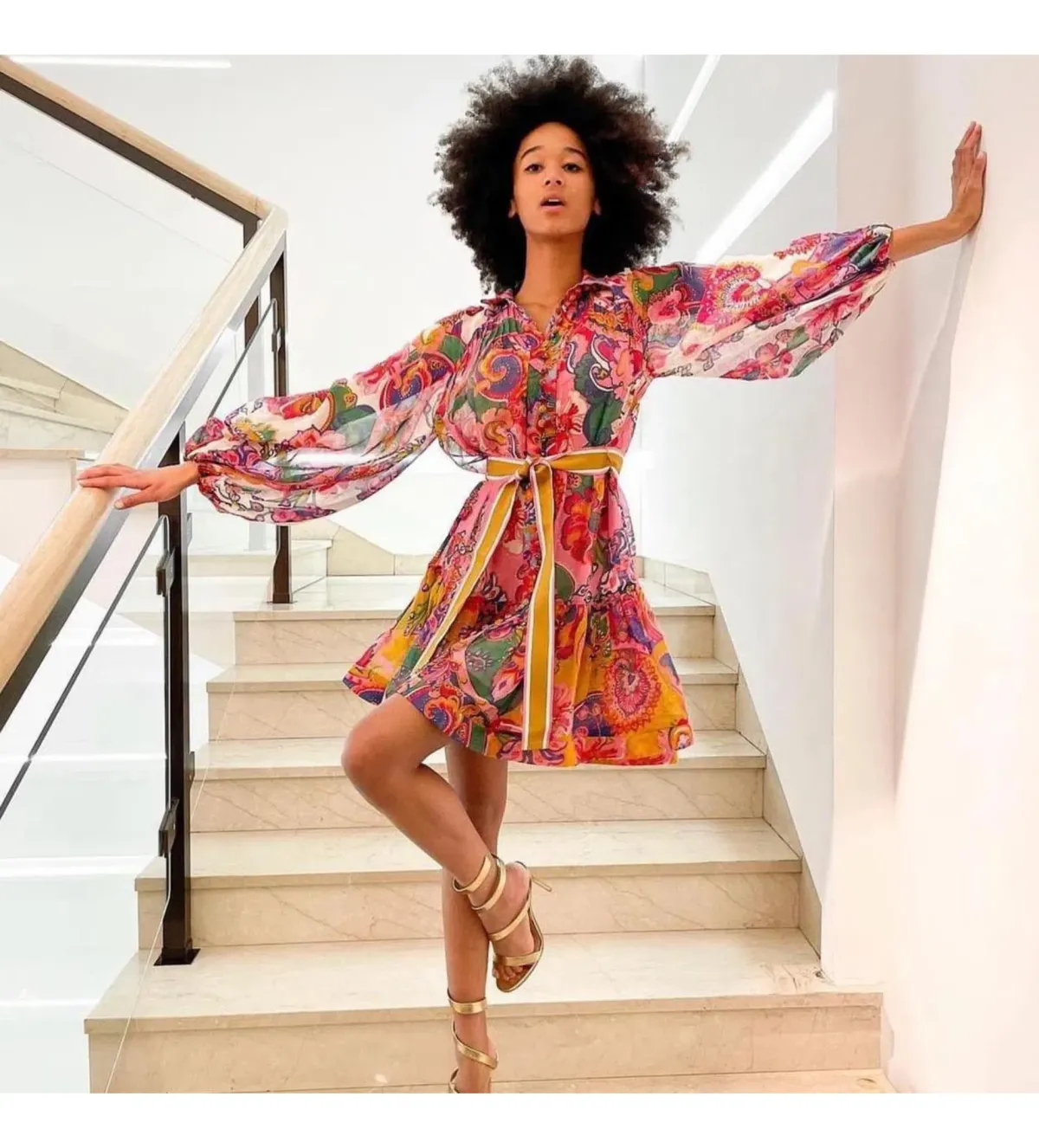 Zimmermann The Lovestruck Georgette Mini Dress in Mixed Paisley Size 1 / AU 10 - Image 1