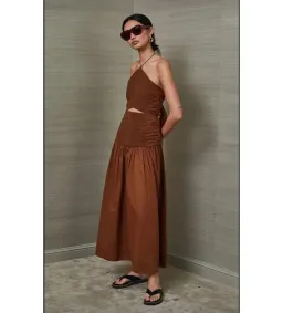 Bec & Bridge Carrie Halter Midi Dress Brown Size AU 10 for rent on The Volte - image 3