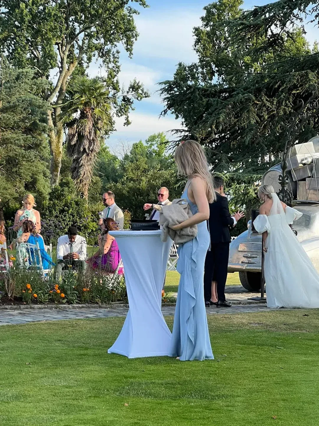 Anthropologie Asymmetric Ruffle Maxi Slip Dress Blue Size 10 for rent on The Volte - main image