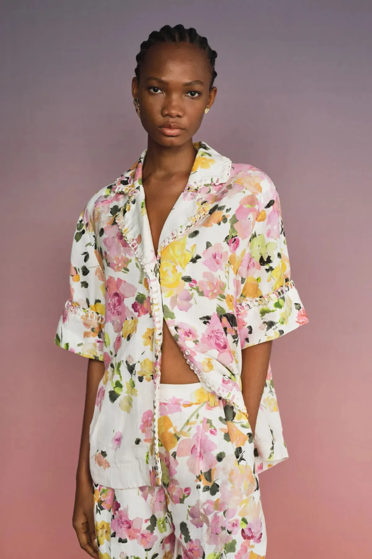 Aje Constance Whipstitch Shirt Scattered Floral Size 16 - Image 3