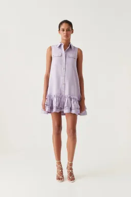 Aje Yvonne Sleeveless Mini Dress Lilac Size 16 for rent on The Volte - image 1