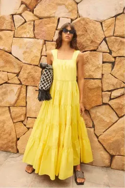 Aje Solstice Tiered Maxi Dress Daisy Yellow Size 16 for rent on The Volte - image 3