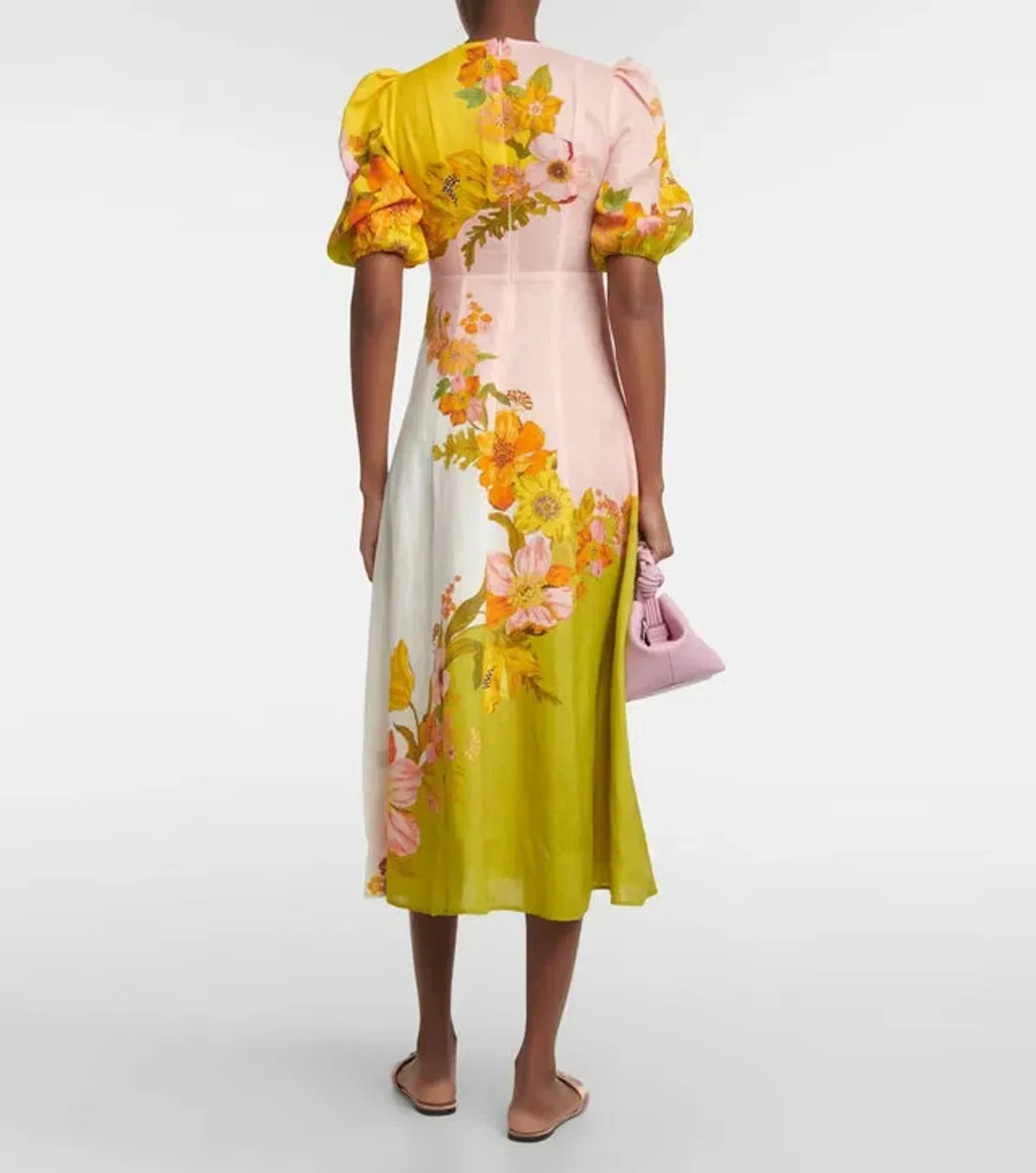 Alemais Silas Linen Midi Dress Floral Print Size 8 - Image 4