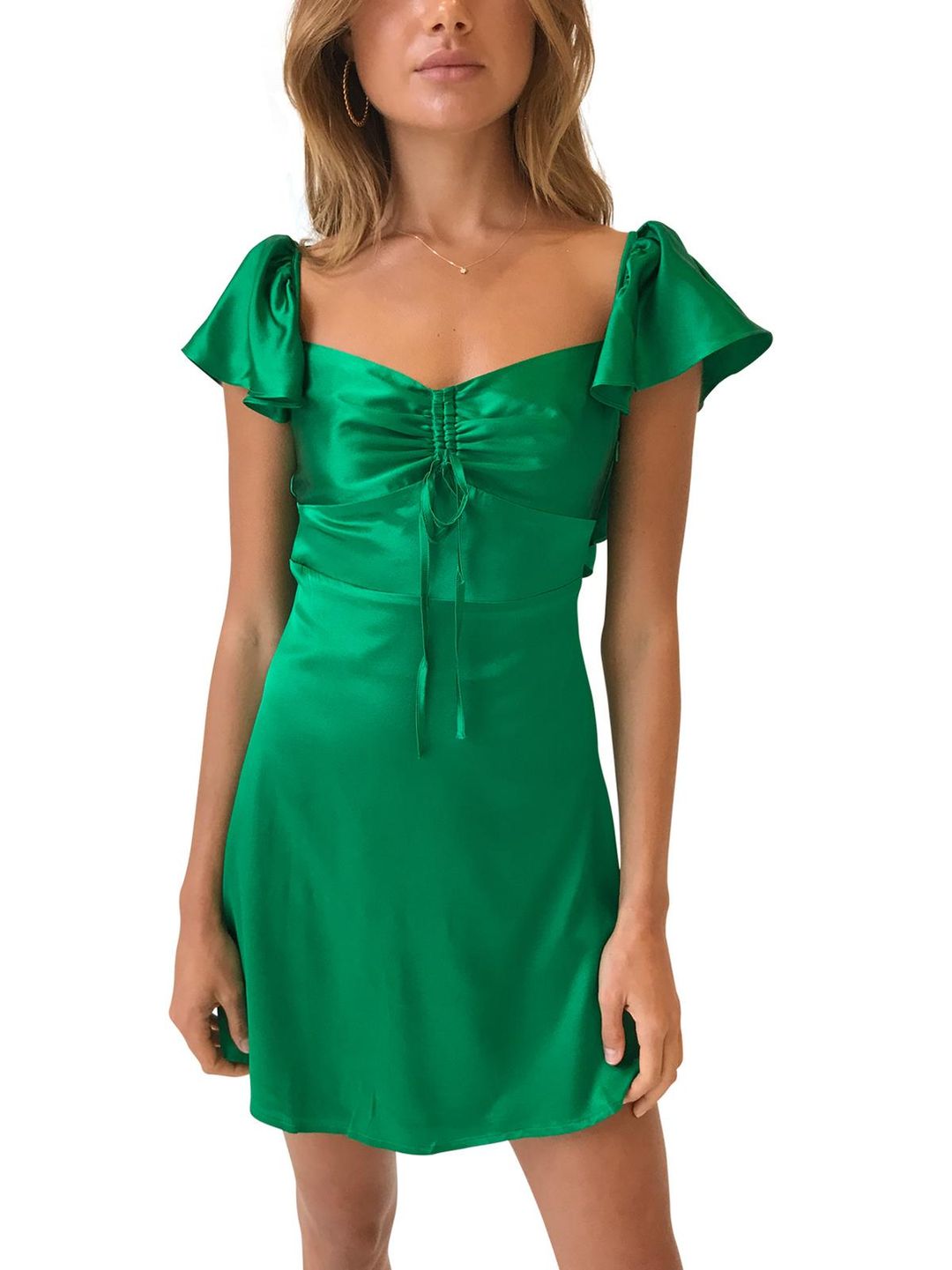 Hansen & Gretel Green Silk Ollie Dress exclusive collaboration with Coco & Lola size 8 for rent on The Volte - main image