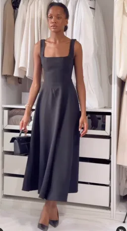 Odd Muse Ultimate Muse High Waist Square Neck Midi Dress Black Size AU 8 for rent on The Volte - image 5