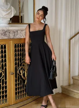 Odd Muse Ultimate Muse High Waist Square Neck Midi Dress Black Size AU 8 for rent on The Volte - image 3