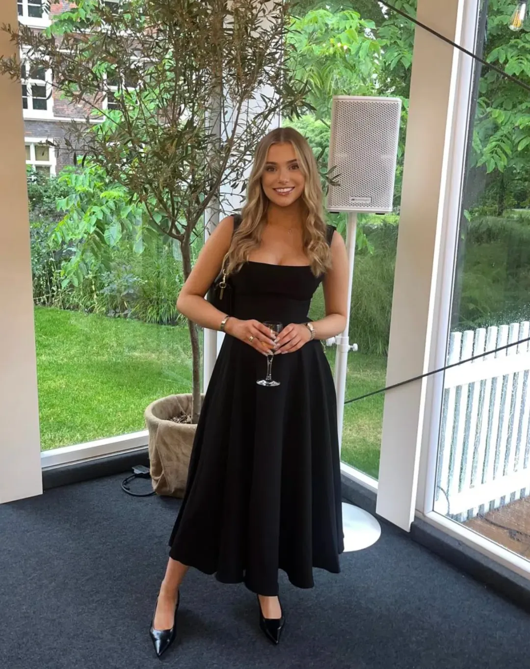 Odd Muse Ultimate Muse High Waist Square Neck Midi Dress Black Size AU 10 for rent on The Volte - main image