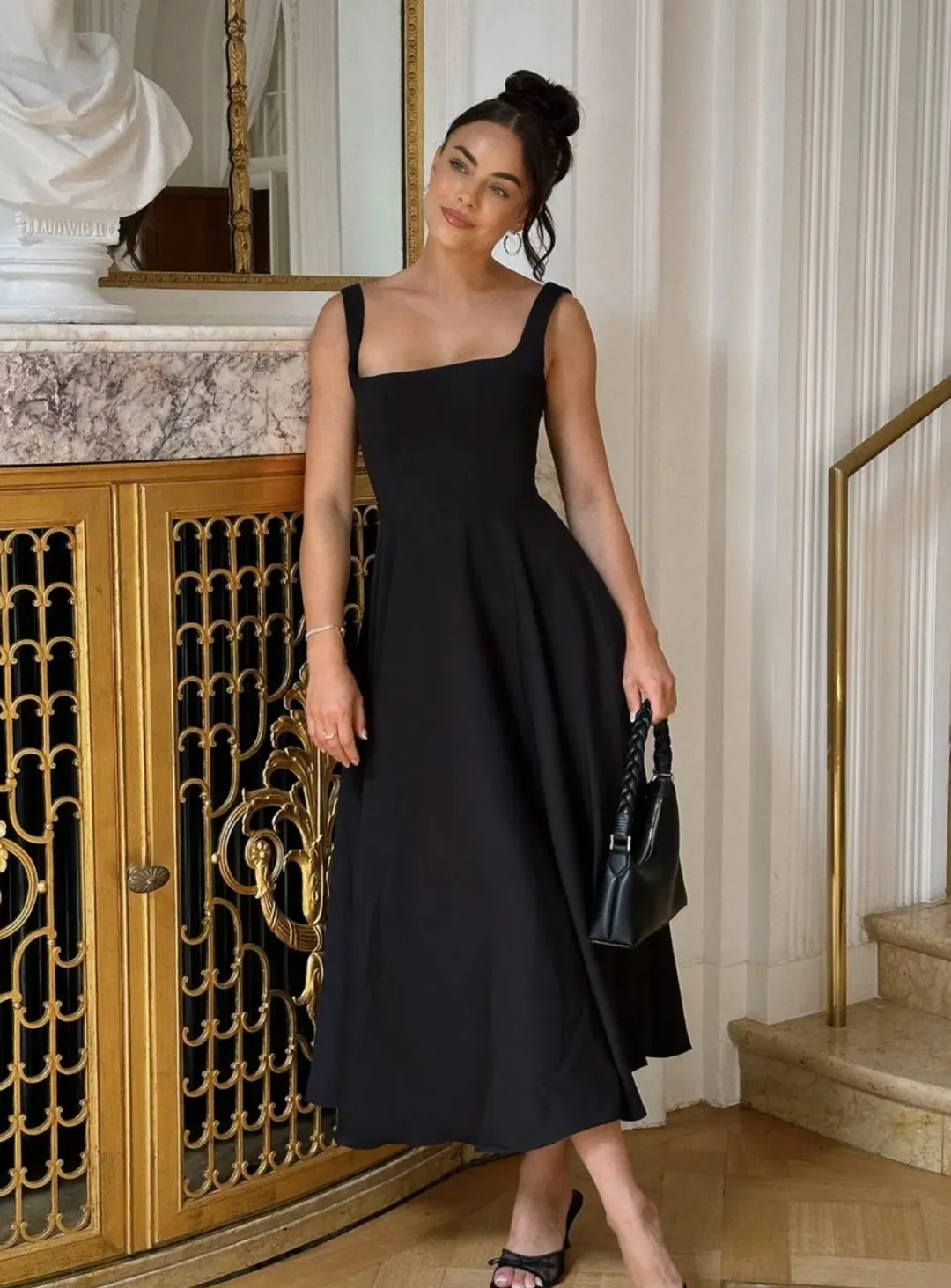 Odd Muse Ultimate Muse High Waist Square Neck Midi Dress Black Size AU 10 for rent on The Volte - main image