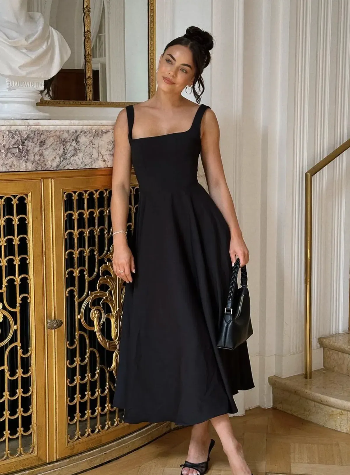 Odd Muse Ultimate Muse High Waist Square Neck Midi Dress Black Size AU 10 - Image 7