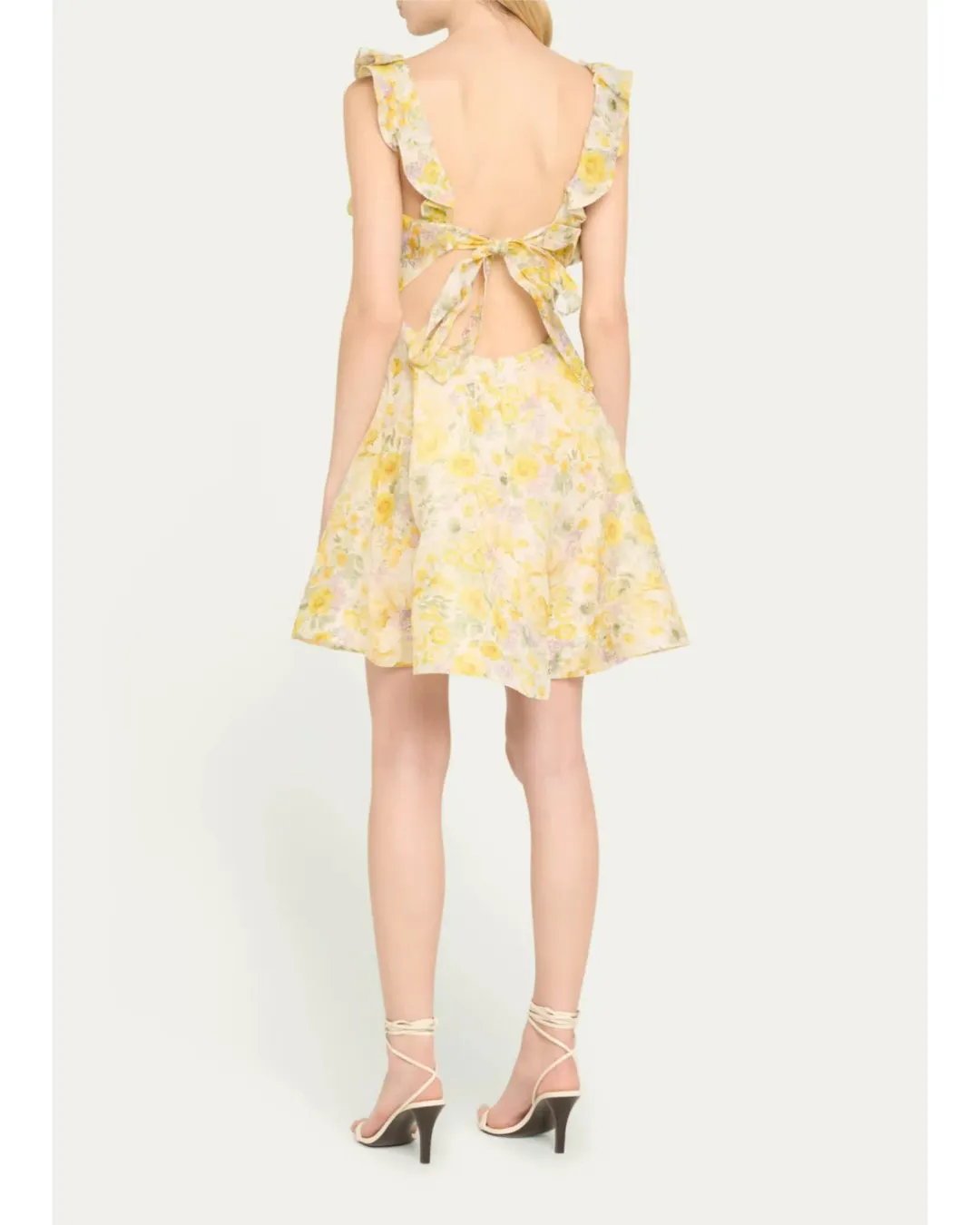 Zimmermann The Harmony Frilled Mini Dress in Citrus Garden Print Size 1 / AU 10 for rent on The Volte - main image