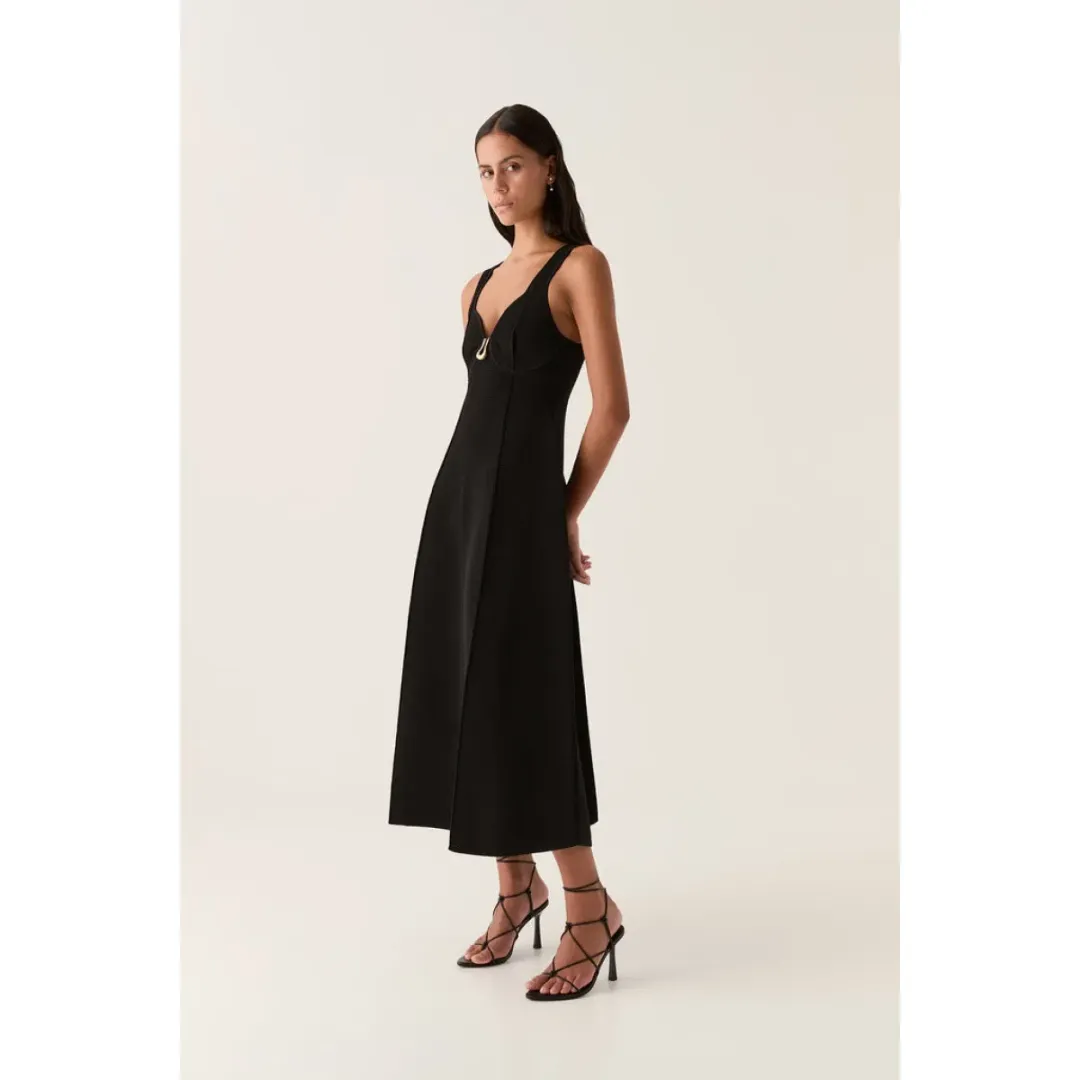 Aje Sylvette Knit Midi Dress Black Size S / AU 8 for rent on The Volte - main image