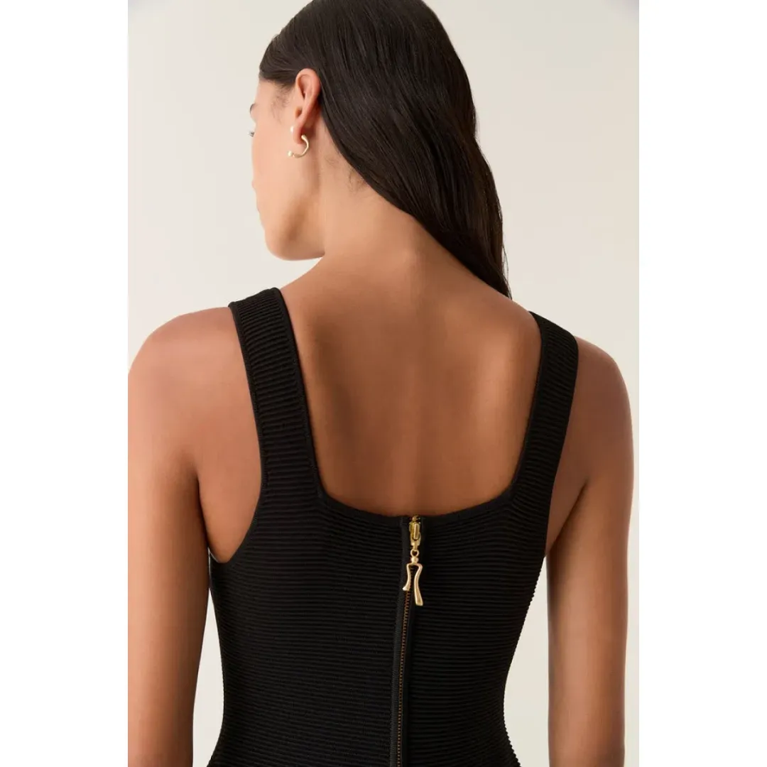 Aje Sylvette Knit Midi Dress Black Size S / AU 8 for rent on The Volte - main image