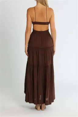 Bec & Bridge Carla V Maxi Dress in Chocolate Brown Size 8 for rent on The Volte - image 3