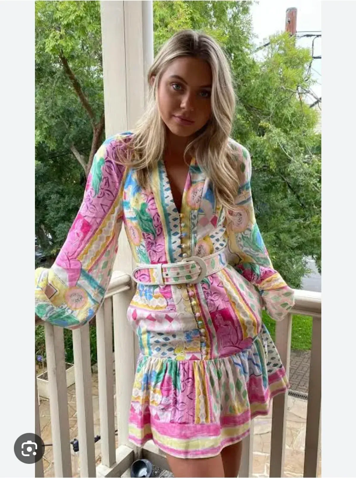 Rebecca Vallance Le Mur Rose Mini Dress Multi Size 8 - Image 4