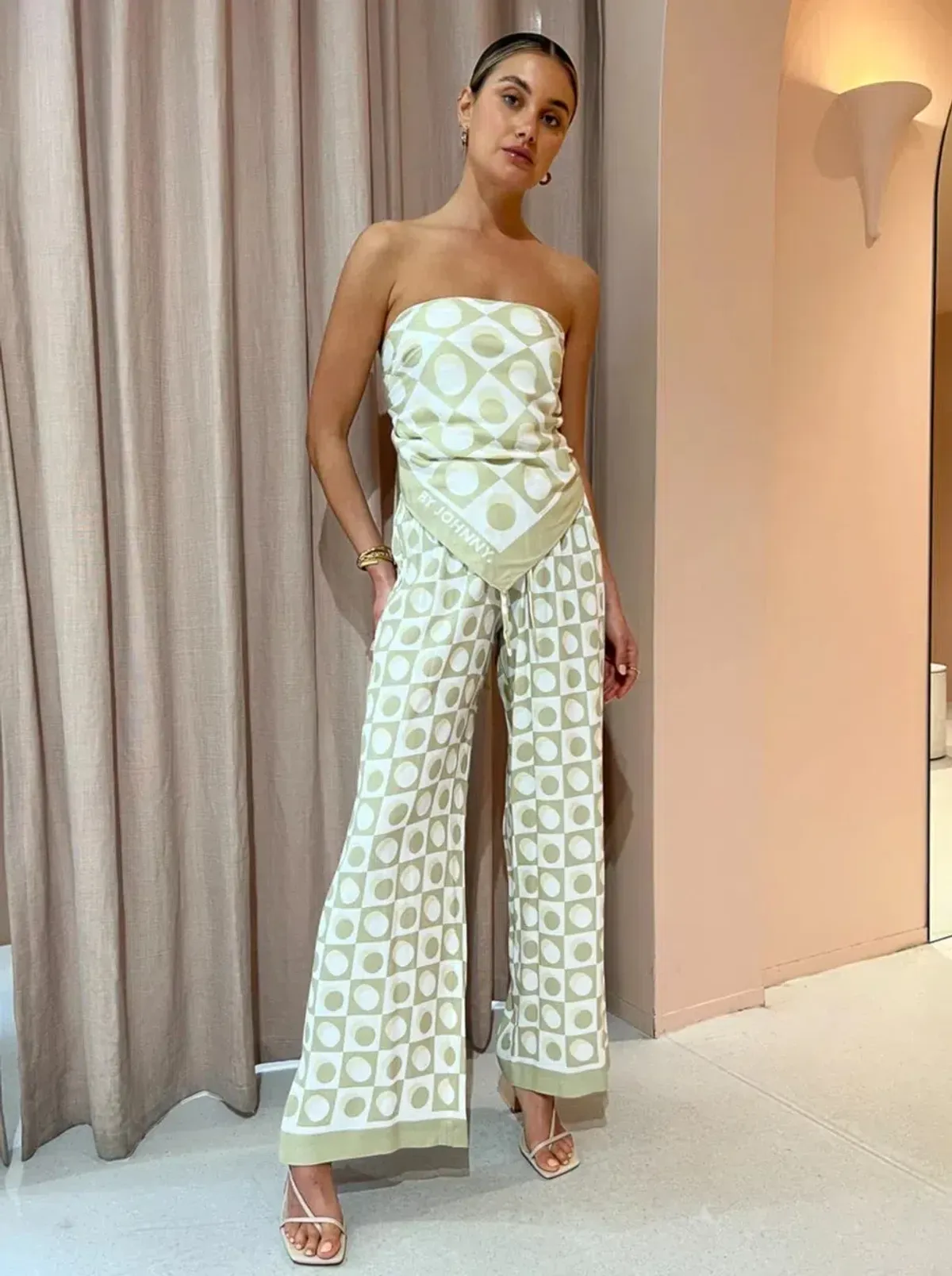 By Johnny Duality Scarf & Pant Set Print Size 8 - Image 1