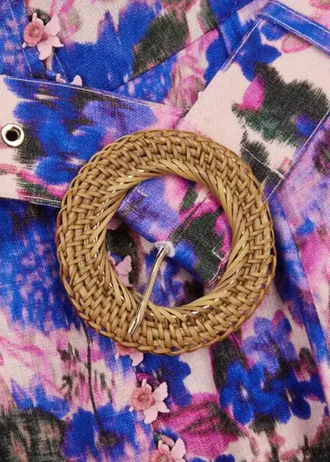 Zimmermann The High Tide Buttoned Midi Dress in Purple Ikat Floral Size 3/AU 14 for rent on The Volte - main image