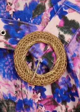 Zimmermann The High Tide Buttoned Midi Dress in Purple Ikat Floral Size 3/AU 14 for rent on The Volte - image 5