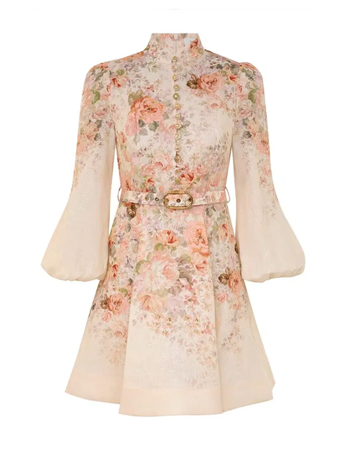 Zimmermann The Illustration Buttoned Mini in Cream Rococo Floral Size 3 / AU 14 - Image 4